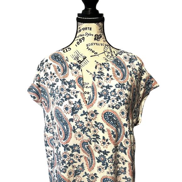 Madewell Flora 100% Silk Tunic Dress Paisley Cottagecore Boho Vacation Large EUC - Picture 3 of 7